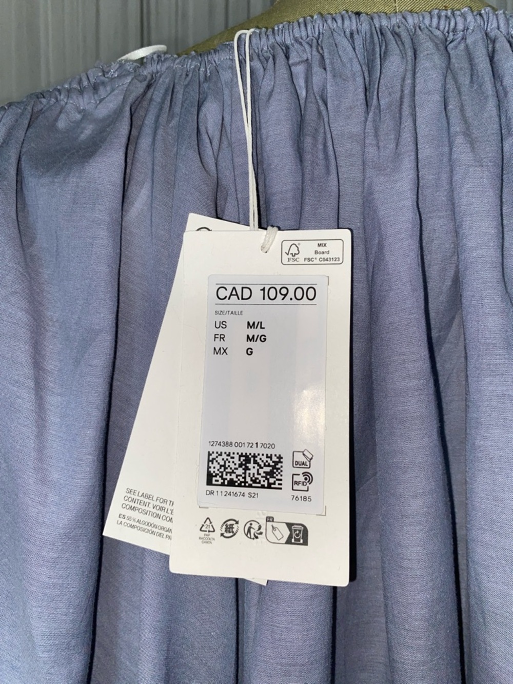 H&M NWT!! Light Blue Lightweight Tie-Front Peasant Oversized Loose Fit Blouse ML - Picture 15 of 16
